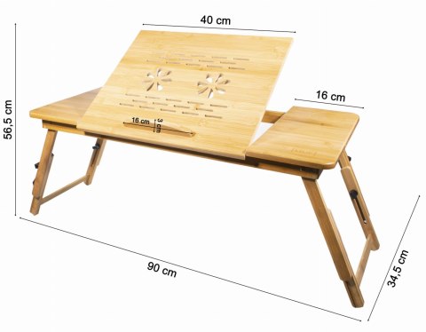 stolik pod laptopa bambusowy detal blatu drewno