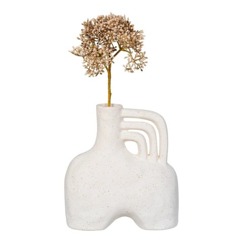Ceramiczny wazon Mudai z suszoną gałązką na białym tle, minimalistyczny kadr wabi-sabi.