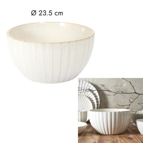 Misa Beju Boru IV z oznaczeniem średnicy 23,5 cm, rzutem z boku oraz miniaturą aranżacji stołu.