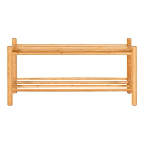 Frontowe ujęcie bambusowej półki japandi Hunoki o szerokości 70 cm na białym tle.
