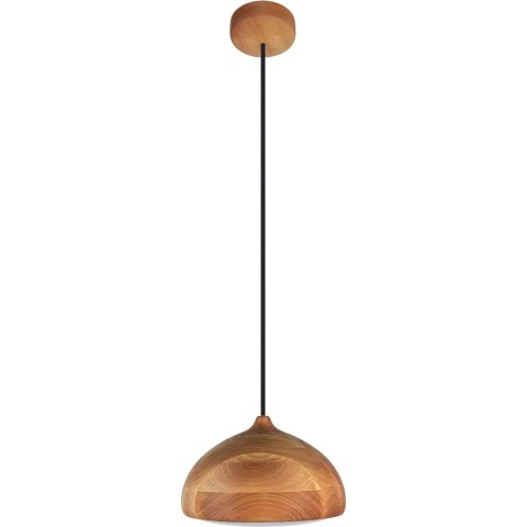 Lampa wisząca drewniana japandi Kame II czarny kabel – widok na białym tle