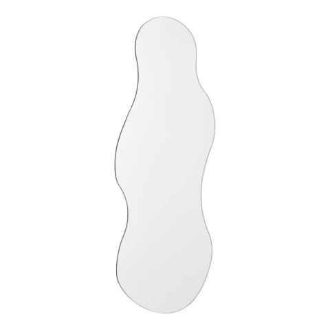 Minimalistyczna tafla owalnego lustra ściennego Suiban bez obramowania na białym tle.