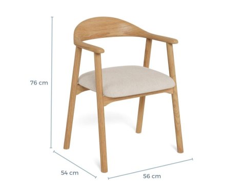 Grafika przedstawiająca wymiary krzesła Kakoshi I: wysokość 75 cm, szerokość ok. 57 cm.