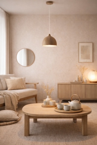 Lampa dębowa wisząca Japandi Mori I