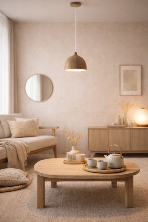 Lampa dębowa wisząca Japandi Mori I