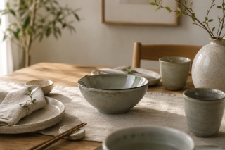 Ceramiczna misa kuchenna japandi Midori I oliwkowa