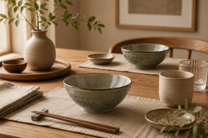 Ceramiczna misa kuchenna japandi Midori II oliwkowa