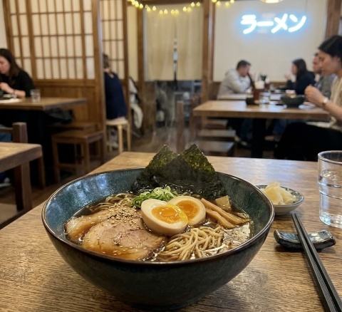 Granatowa ceramiczna misa japandi Midori IV na ramen