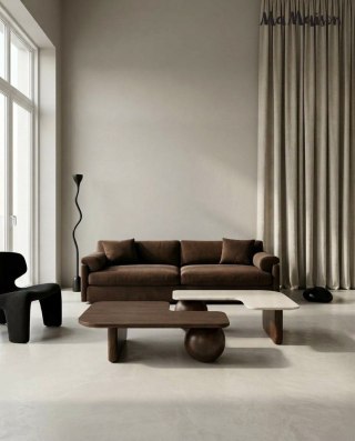 Drewniany stolik kawowy marmur japandi 100x100 cm Kaizen