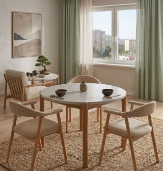 Drewniany stół ogrodowy terrazzo japandi 120 cm Okibona