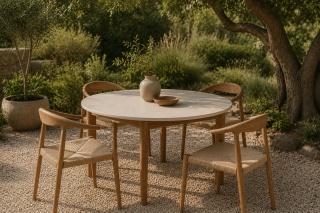 Drewniany stół ogrodowy terrazzo japandi 120 cm Okibona