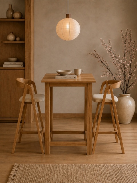 Hoker dębowy Aori Oak Almond w minimalistycznym wnętrzu przy dębowym stole