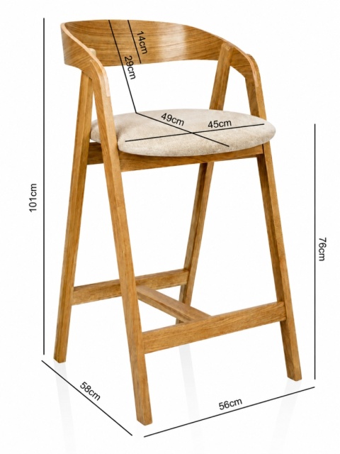 Hoker dębowy Aori Oak Almond - wymiary