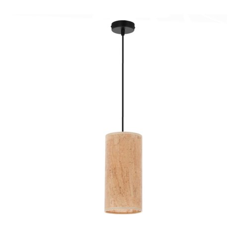 lampa wisząca Koruku czarna abażur korkowy cylindryczny na białym tle