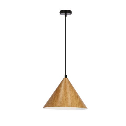 lampa wisząca dębowa Koan I ze stożkowym kloszem