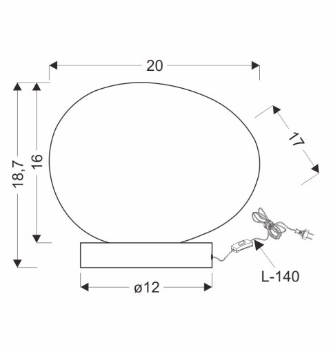 lampa stołowa nagare teburu rysunek techniczny wymiary