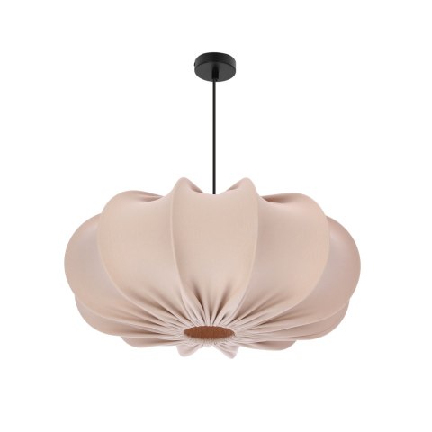 lampa wisząca beżowa Hanae Hada z szerokim tkaninowym abażurem