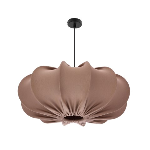 lampa wisząca brązowa Hanae Koge z szerokim tkaninowym abażurem