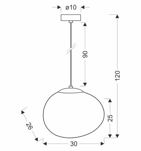 lampa wisząca Nagare 30 cm – schemat techniczny z wymiarami
