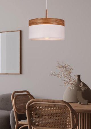 Lampa wisząca biała z drewnem japandi Nagomi