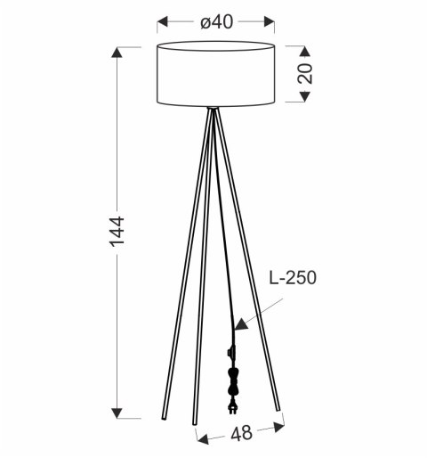lampa podłogowa maika kinari rysunek techniczny wymiary