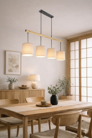 Lampa wisząca 4 punktowa japandi beżowa Rei Yon