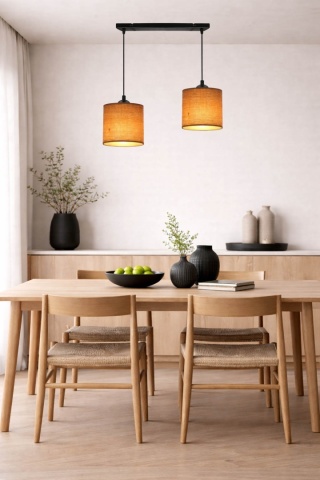 Lampa wisząca rattanowa japandi orzechowa Kurumi II