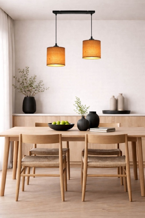 Lampa wisząca rattanowa japandi orzechowa Kurumi II