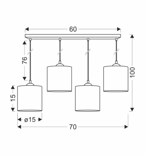 Lampa wisząca rattanowa Kurumi IV – wymiary i schemat techniczny