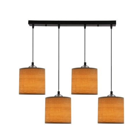 Lampa wisząca rattanowa Kurumi IV – cztery abażury i ciepłe światło