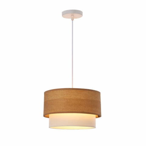 Lampa wisząca japandi drewniana z tkaniną | Akari no Wa