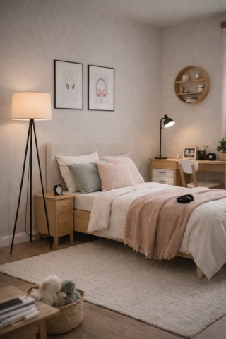 Lampa podłogowa japandi beżowa Maika Kinari