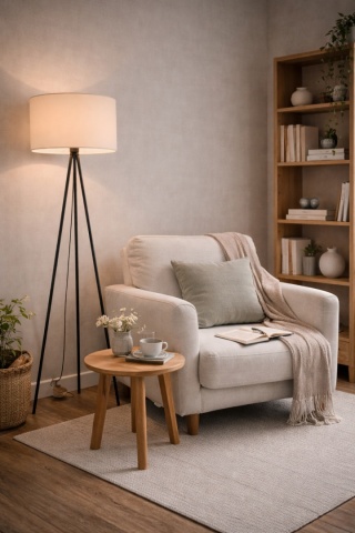 Lampa podłogowa japandi beżowa Maika Kinari