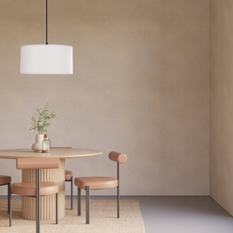 lampa wisząca japandi szara Maika Hai nad stołem w jadalni
