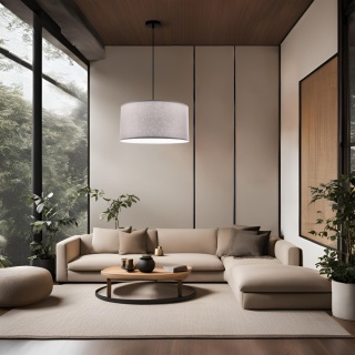 Lampa wisząca szara tkaninowa japandi Maika Hai