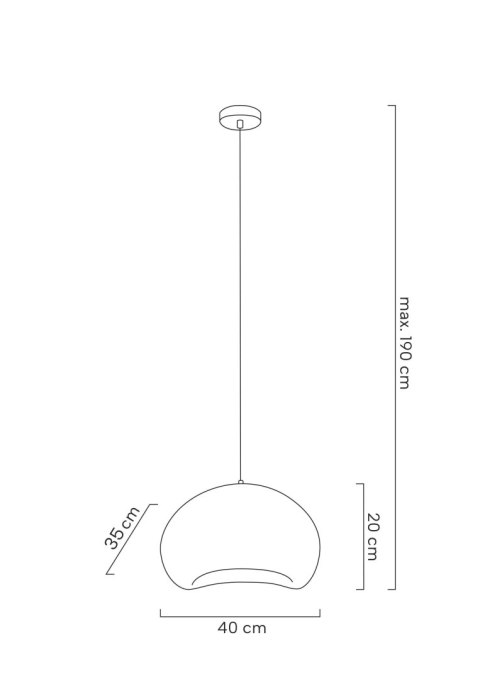 lampa wisząca Kasumi 40 cm – rysunek techniczny z wymiarami
