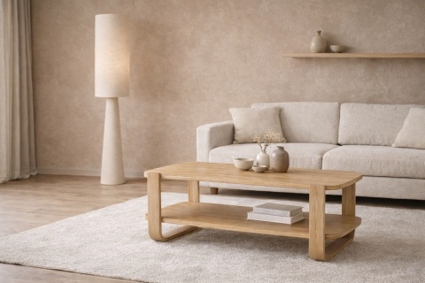 lampa podłogowa japandi 130 cm kinari taka lniana w salonie przy sofie
