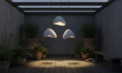 kompozycja lamp wiszących japandi Kasumi 30 cm w nowoczesnym wnętrzu
