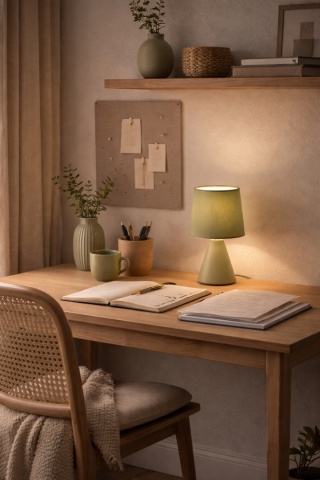 Lampa stołowa japandi Kokei Tēburu zielona